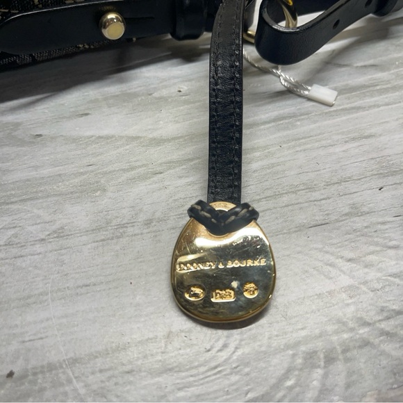 Dooney & Bourke Black Leather Trim Gray Canvas Signature Logo DB Shoulder Bag - Picture 6 of 17